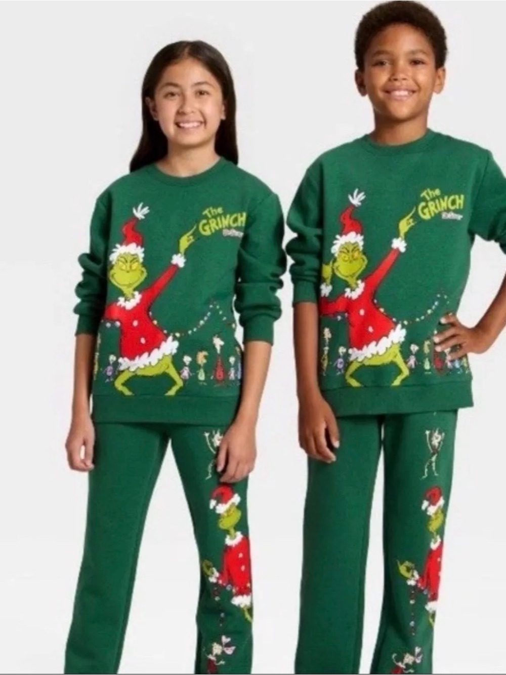 The Grinch Green Kids Holiday jogger Set